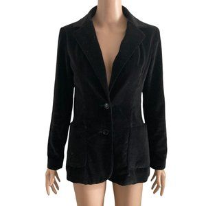 Vintage BT Blazer Velvet Velour Womens 9 Black 2 Button